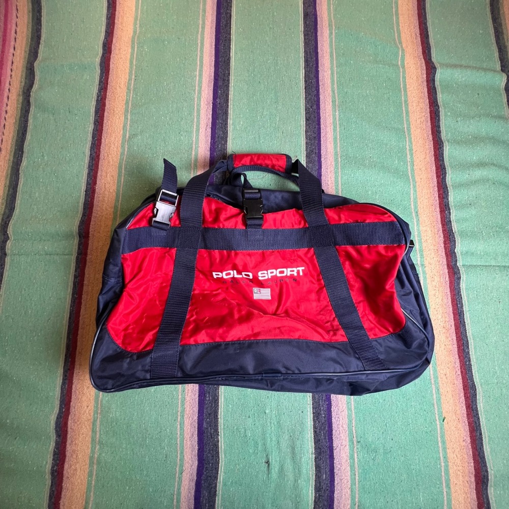 Polo Sport Ralph Lauren Duffle Bag Unisex Red Navy Blue Nylon Travel Gym Bag